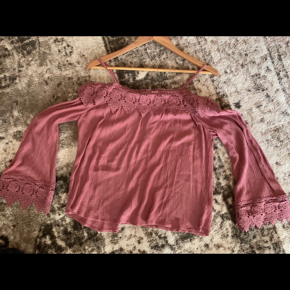 Off the shoulder pink blouse